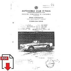 1963 Alfa Romeo 2600 Spider FIA homologation form PDF download (ACI)